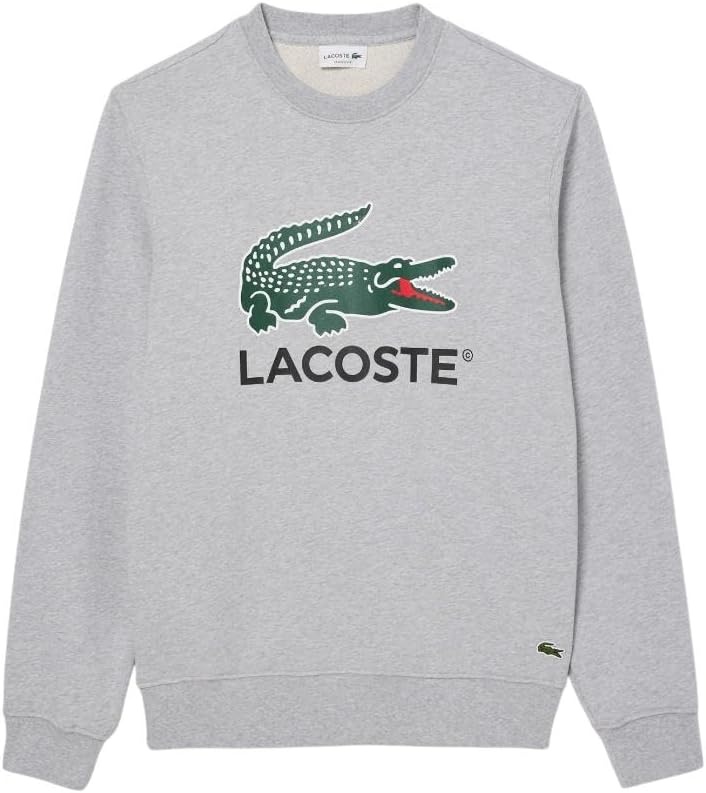 image:imageLacoste Mens Fleece Crew Neck SweatshirtSilver Chine