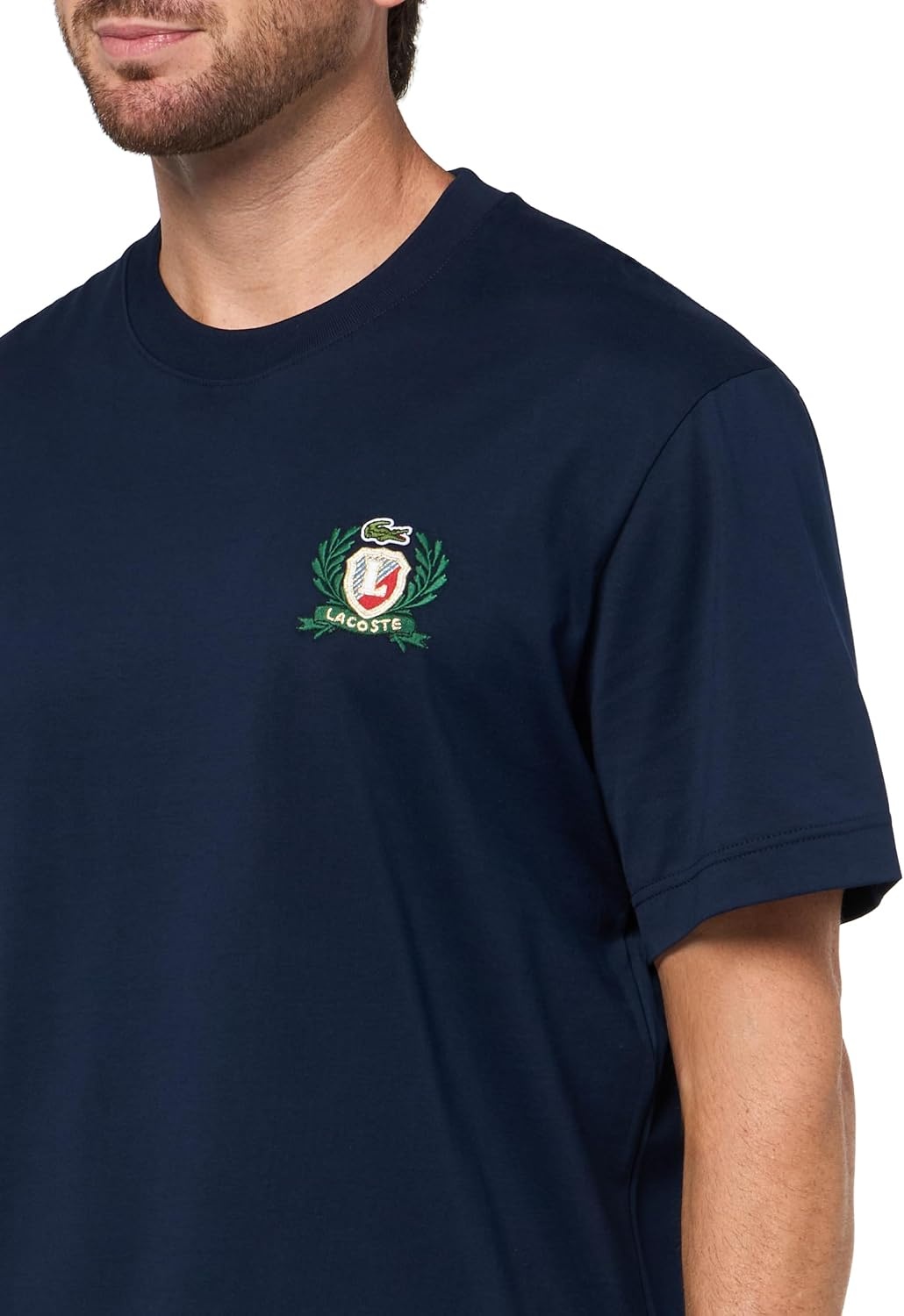 image:imageLacoste Mens French Made Embroidered Badge TShirtNavy Blue