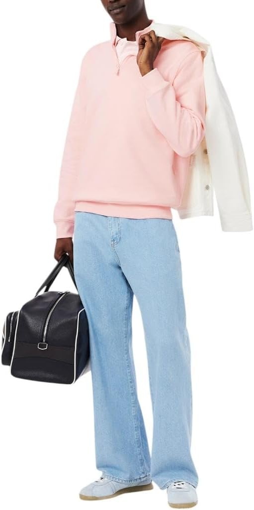 image:imageLacoste Mens High Neck Zipup Print SweatshirtFlamingo Pink