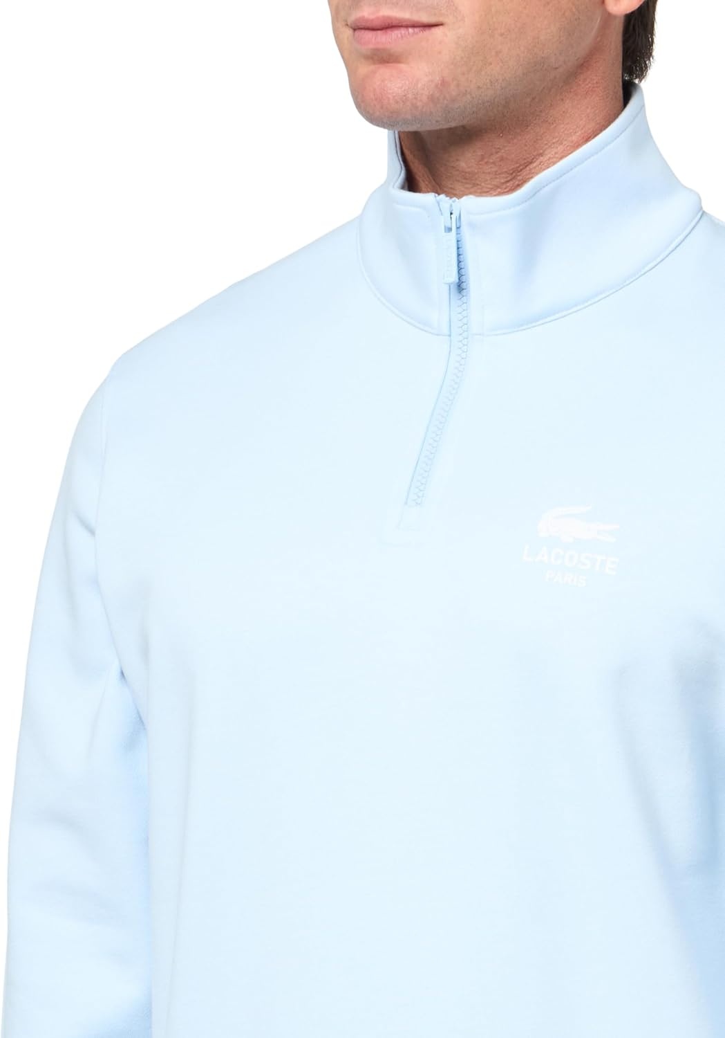 image:imageLacoste Mens High Neck Zipup Print SweatshirtLight Blue