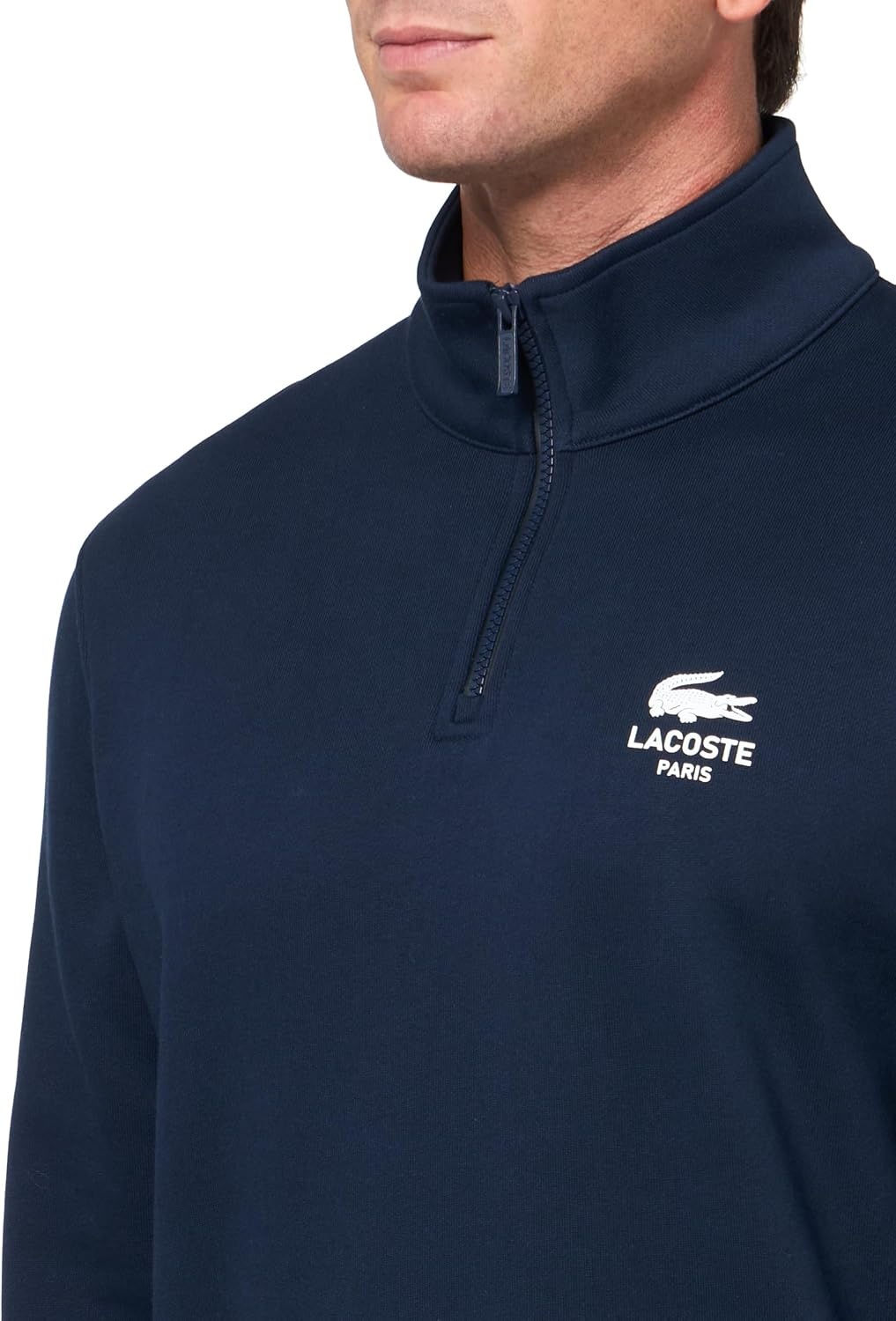 image:imageLacoste Mens High Neck Zipup Print SweatshirtNavy Blue