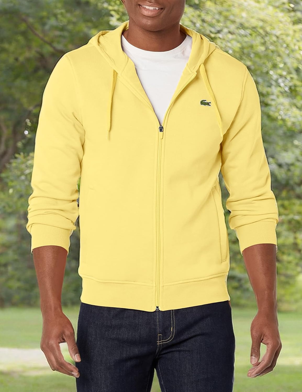 image:imageLacoste Mens Hooded Print Zip JacketNapolitan YellowNapolita
