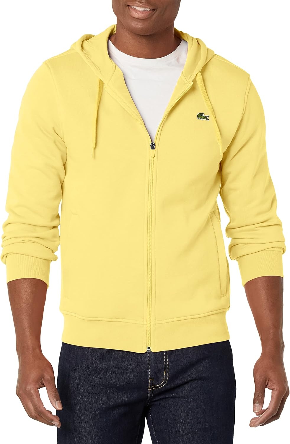 image:imageLacoste Mens Hooded Print Zip JacketNapolitan YellowNapolita