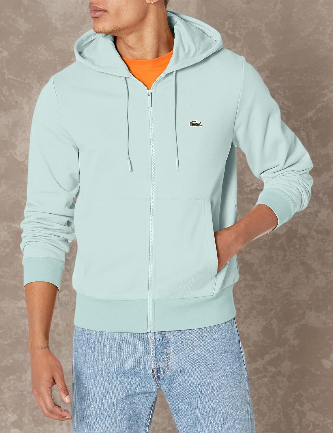 image:imageLacoste Mens Hooded Print Zip JacketPastille Mint