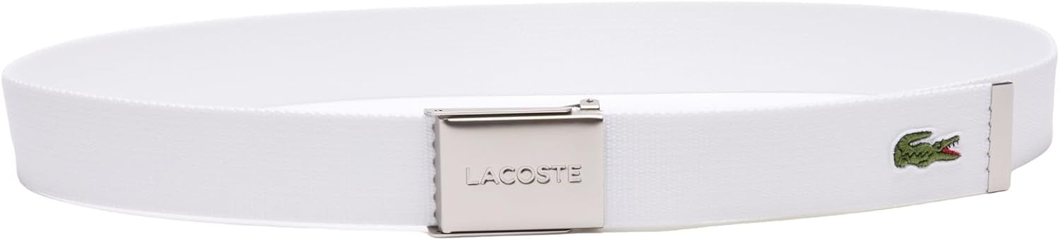 image:imageLacoste Mens L1212 Textile Signature Croc Logo BeltBright White