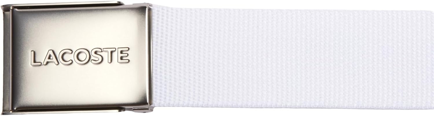 image:imageLacoste Mens L1212 Textile Signature Croc Logo BeltBright White