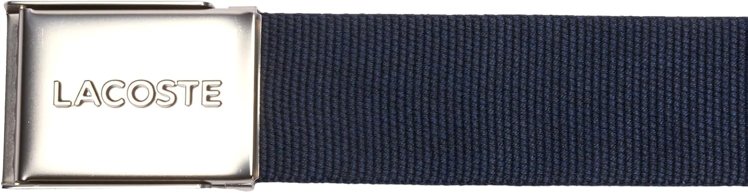 image:imageLacoste Mens L1212 Textile Signature Croc Logo BeltNavy Blue