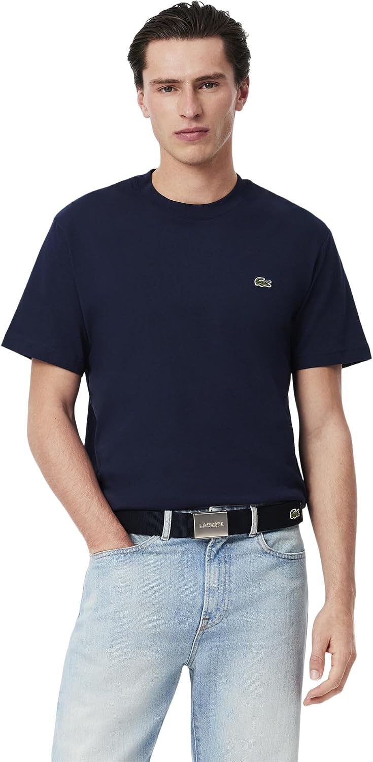 image:imageLacoste Mens L1212 Textile Signature Croc Logo BeltNavy Blue