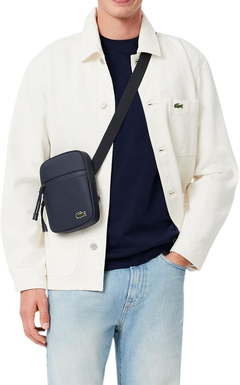 image:imageLacoste Mens LCST Small Flat Crossbody BagNavy Eclipse