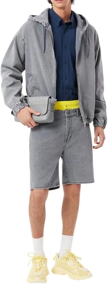 image:imageLacoste Mens Lightweight Relaxed Fit Poplin ShirtWashed Faucon