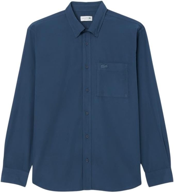 image:imageLacoste Mens Lightweight Relaxed Fit Poplin ShirtWashed Faucon