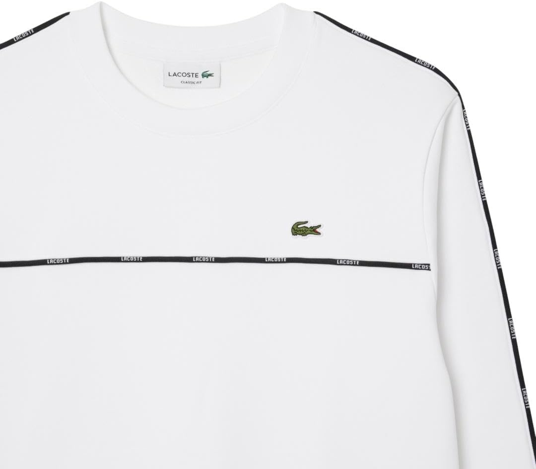 image:imageLacoste Mens Logo Trim Fleece SweatshirtWhite