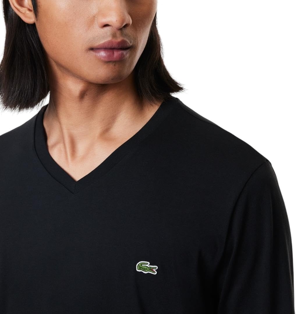 image:imageLacoste Mens Long Sleeve Lightweight Cotton Pima VNeck TShirtBlack