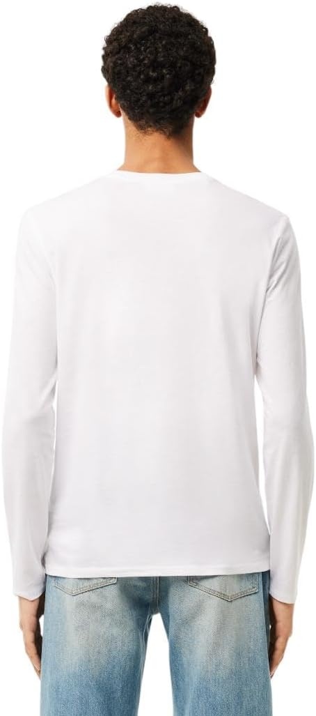 image:imageLacoste Mens Long Sleeve Lightweight Cotton Pima VNeck TShirtWhite
