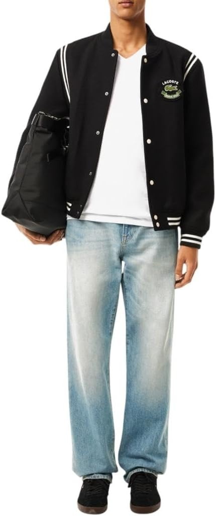 image:imageLacoste Mens Long Sleeve Lightweight Cotton Pima VNeck TShirtWhite