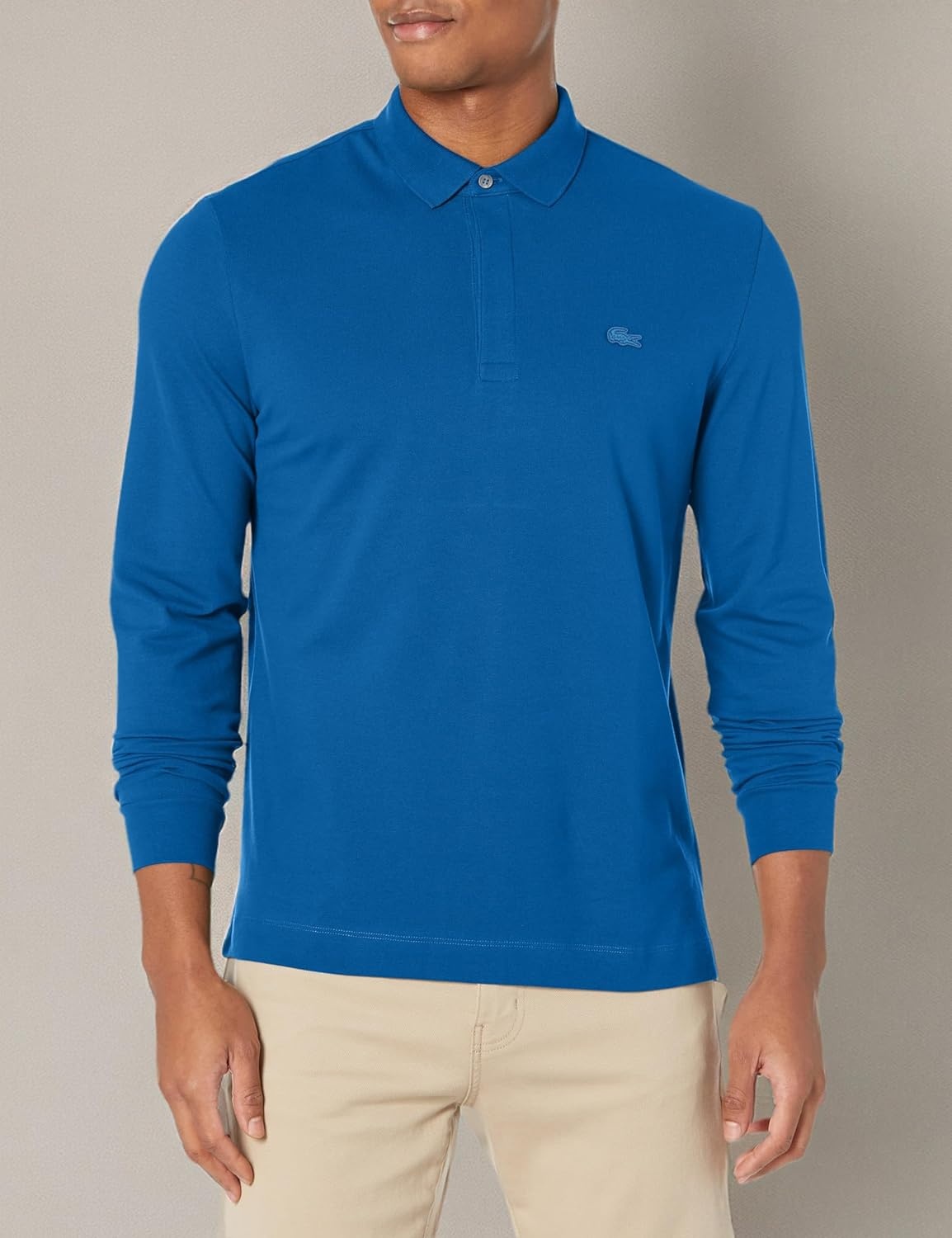 image:imageLacoste Mens Long Sleeve Stretch Cotton Paris PoloCobalt