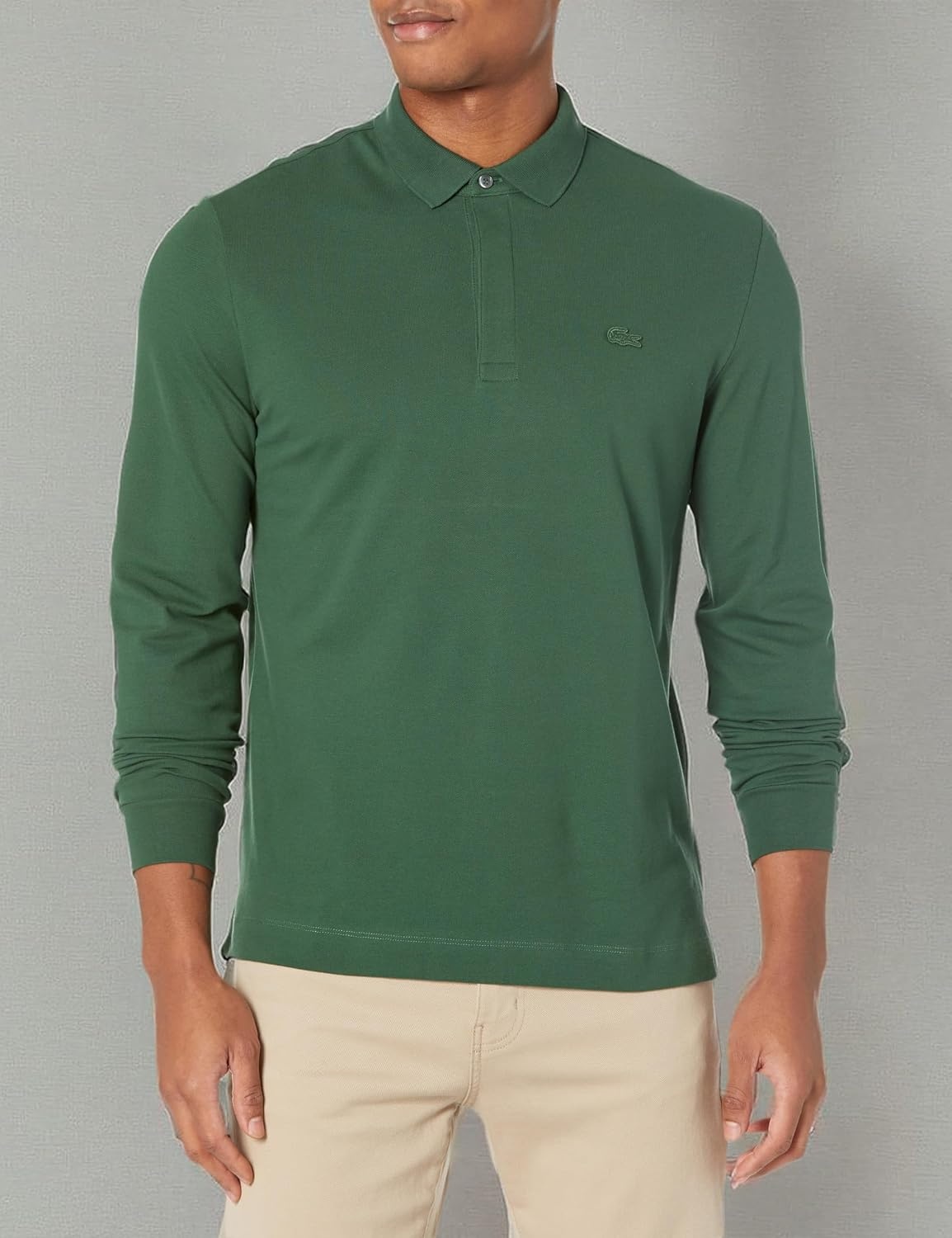 image:imageLacoste Mens Long Sleeve Stretch Cotton Paris PoloGreen