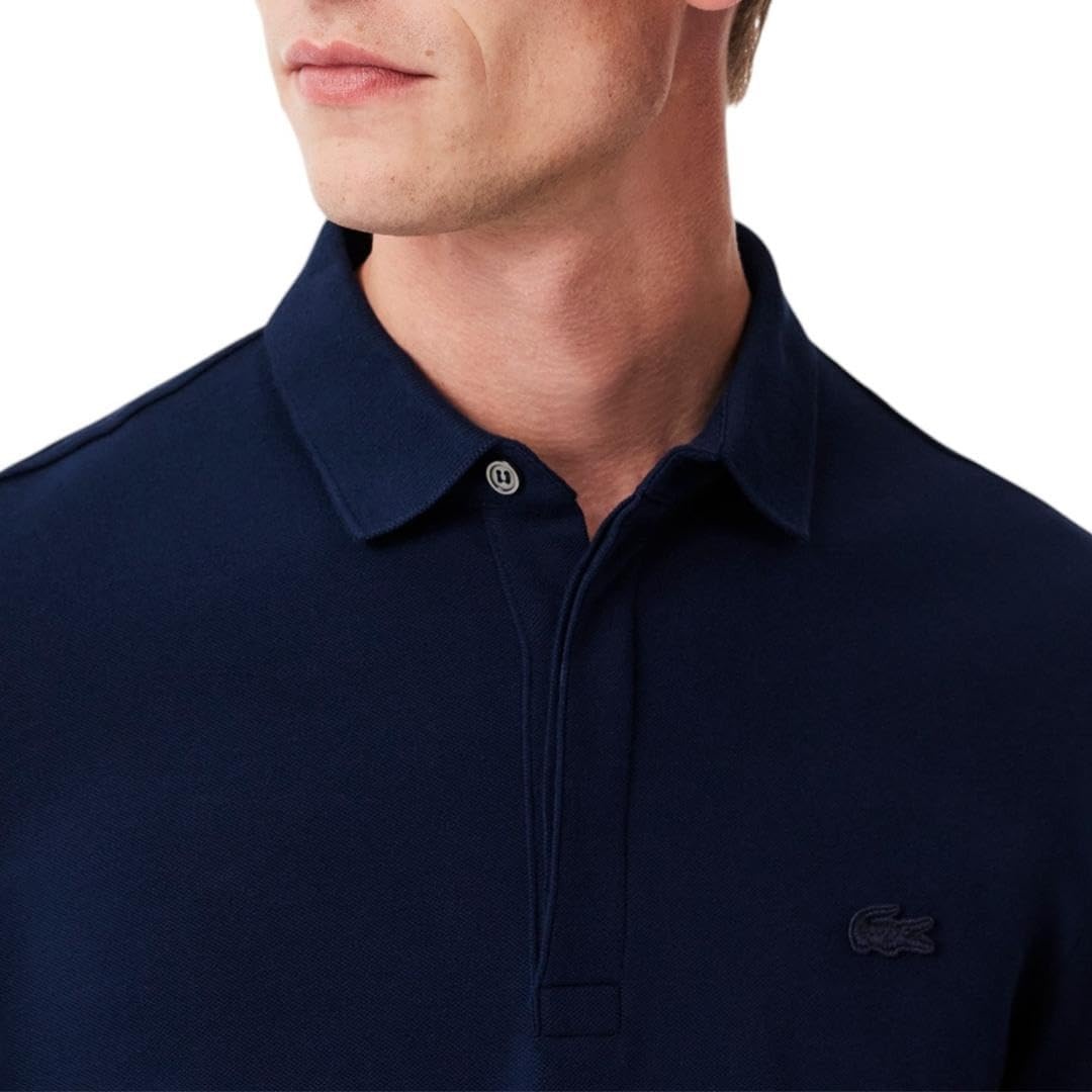 image:imageLacoste Mens Long Sleeve Stretch Cotton Paris PoloNavy Blue