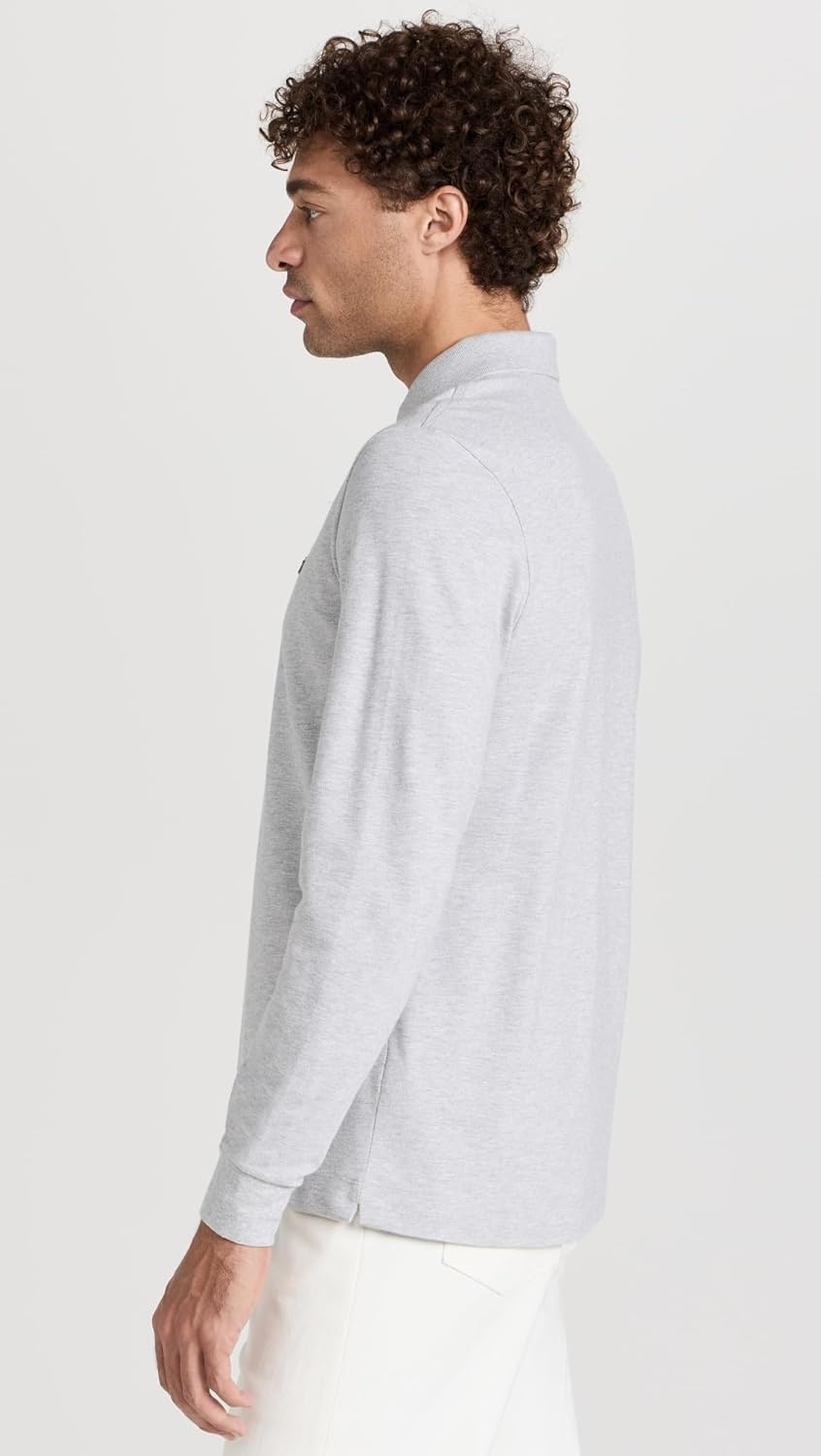 image:imageLacoste Mens Long Sleeve Stretch Cotton Paris PoloSilver Chine