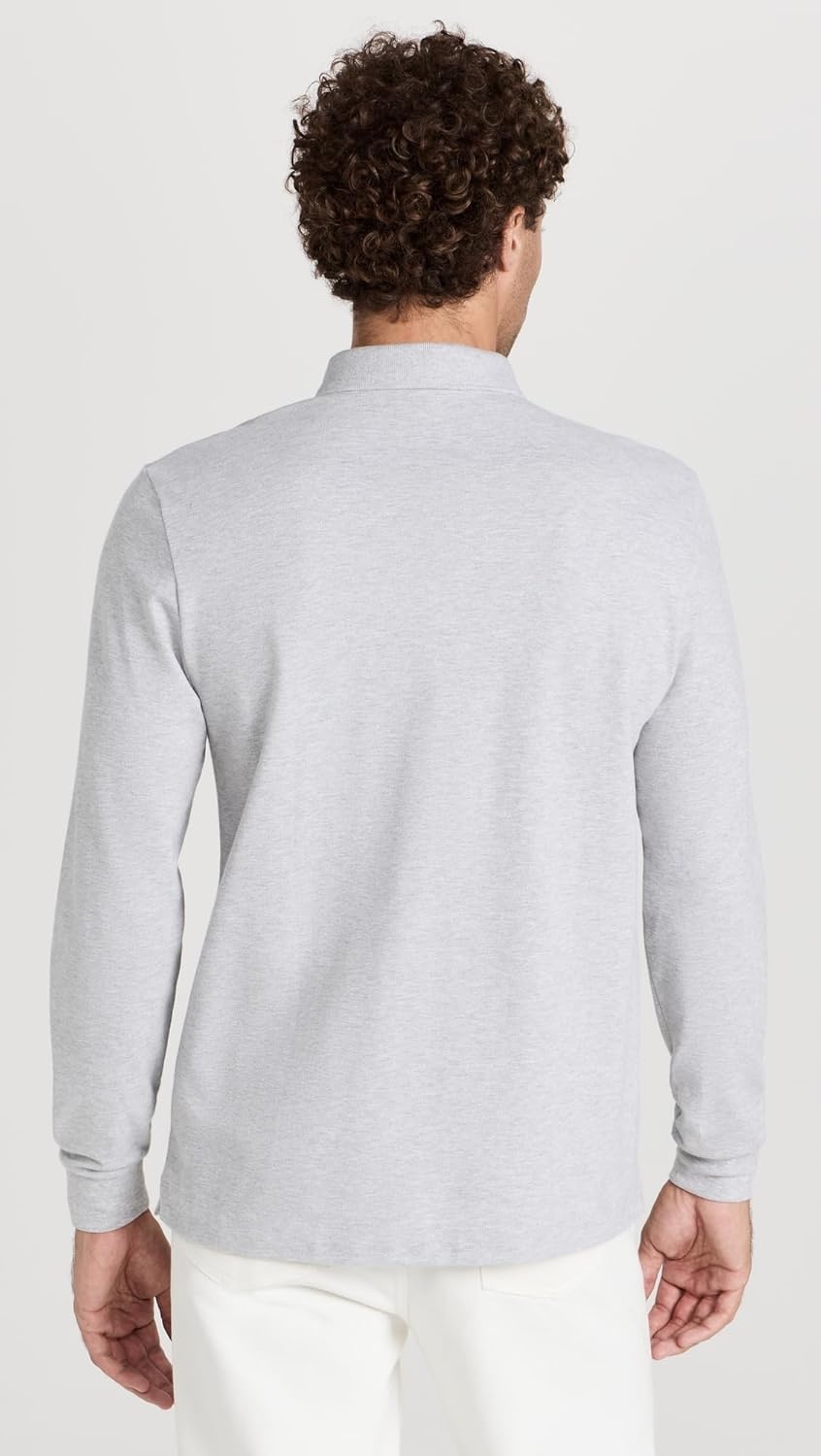 image:imageLacoste Mens Long Sleeve Stretch Cotton Paris PoloSilver Chine