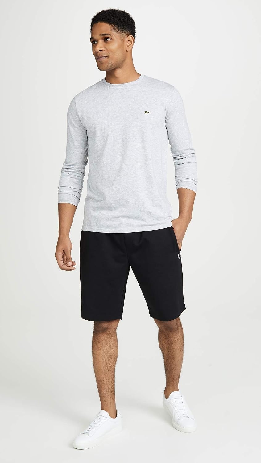 image:imageLacoste Mens Long Sleeved Cotton Pima TShirtSilver Chine