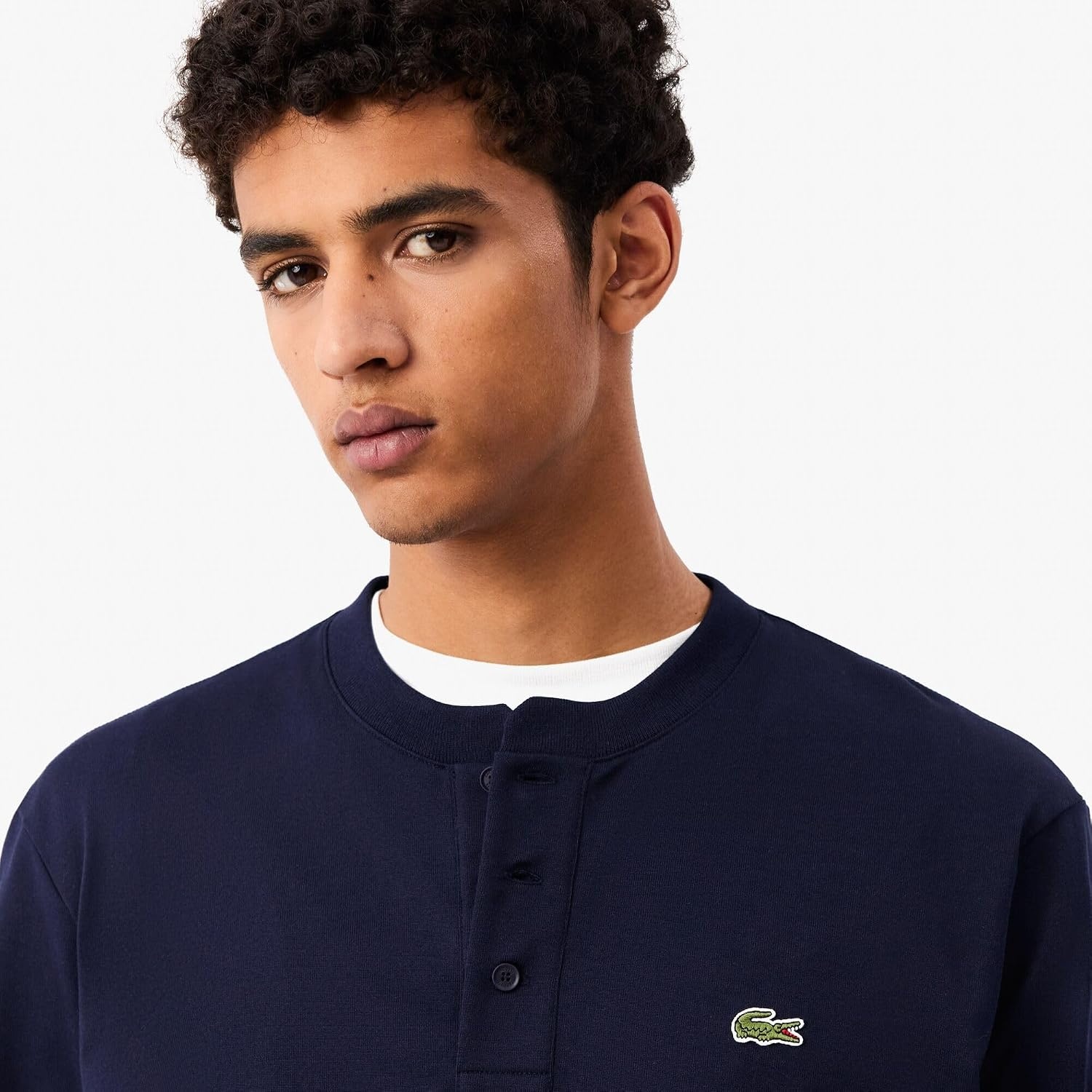 image:imageLacoste Mens Long Sleeved Heavy Cotton TShirtNavy Blue