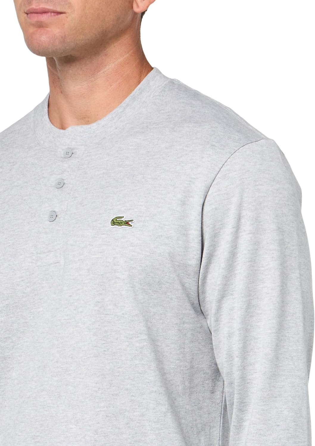 image:imageLacoste Mens Long Sleeved Heavy Cotton TShirtSilver Chine