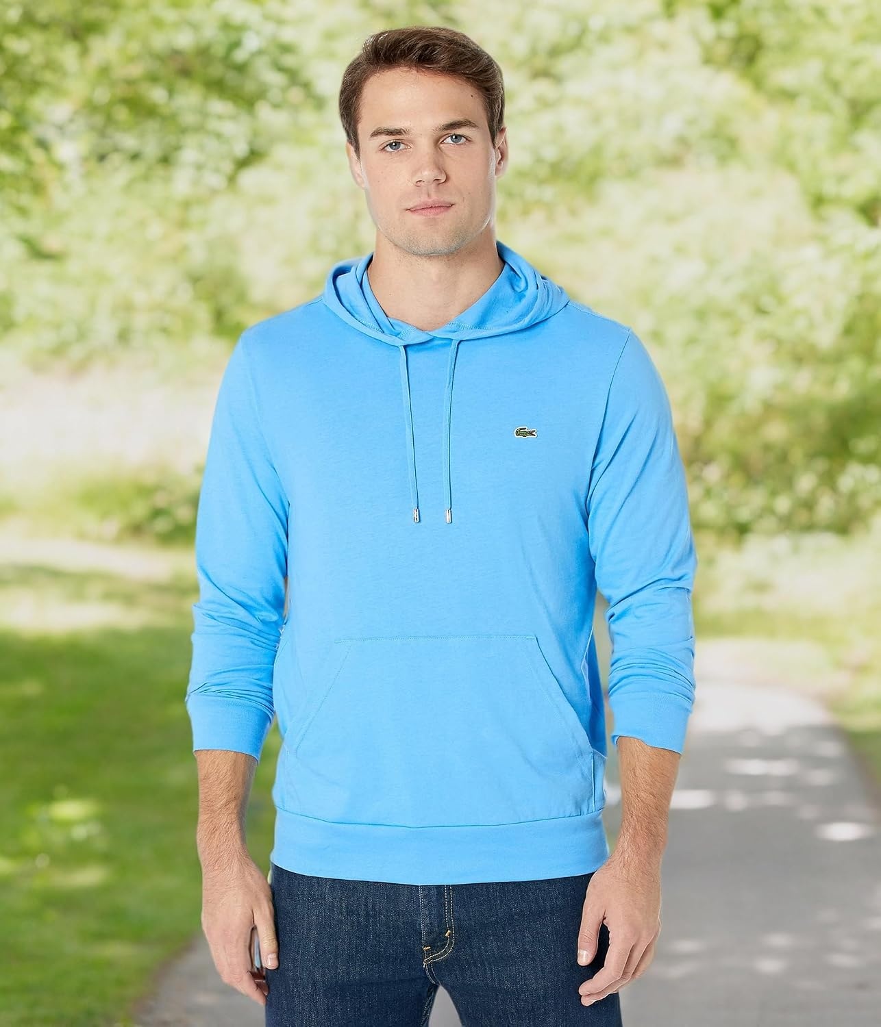 image:imageLacoste Mens Long Sleeved Hooded TShirtArgentine Blue