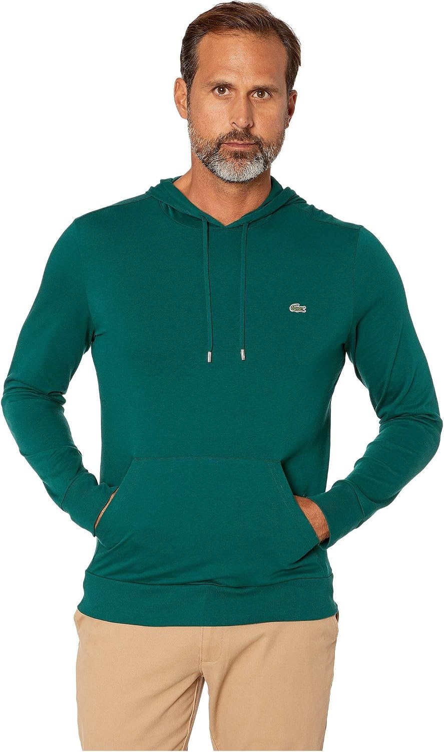 image:imageLacoste Mens Long Sleeved Hooded TShirtBeeche Green