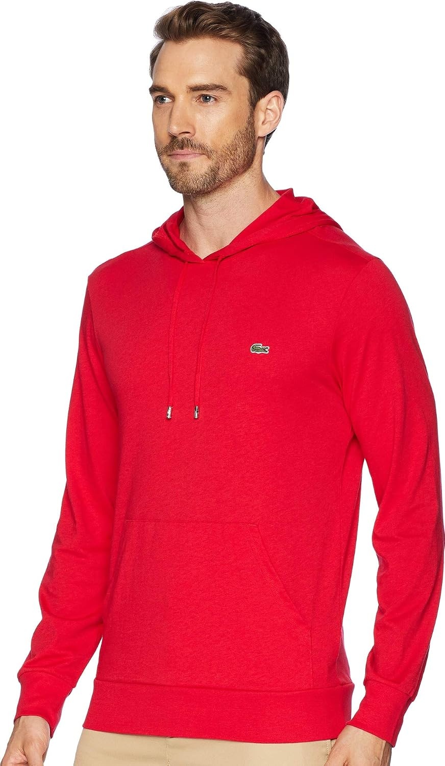 image:imageLacoste Mens Long Sleeved Hooded TShirtImperial Red