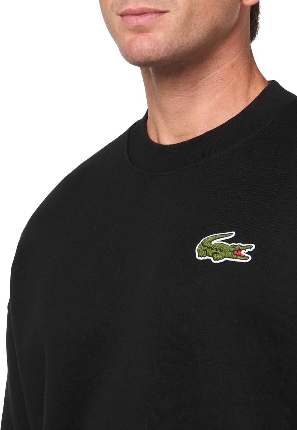 image:imageLacoste Mens Loose Fit Badge Accent Fleece SweatshirtBlack