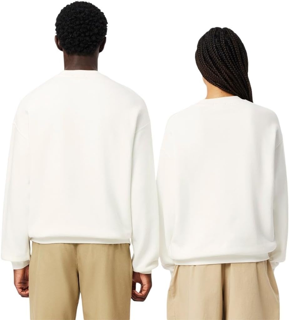 image:imageLacoste Mens Loose Fit Badge Accent Fleece SweatshirtWhite