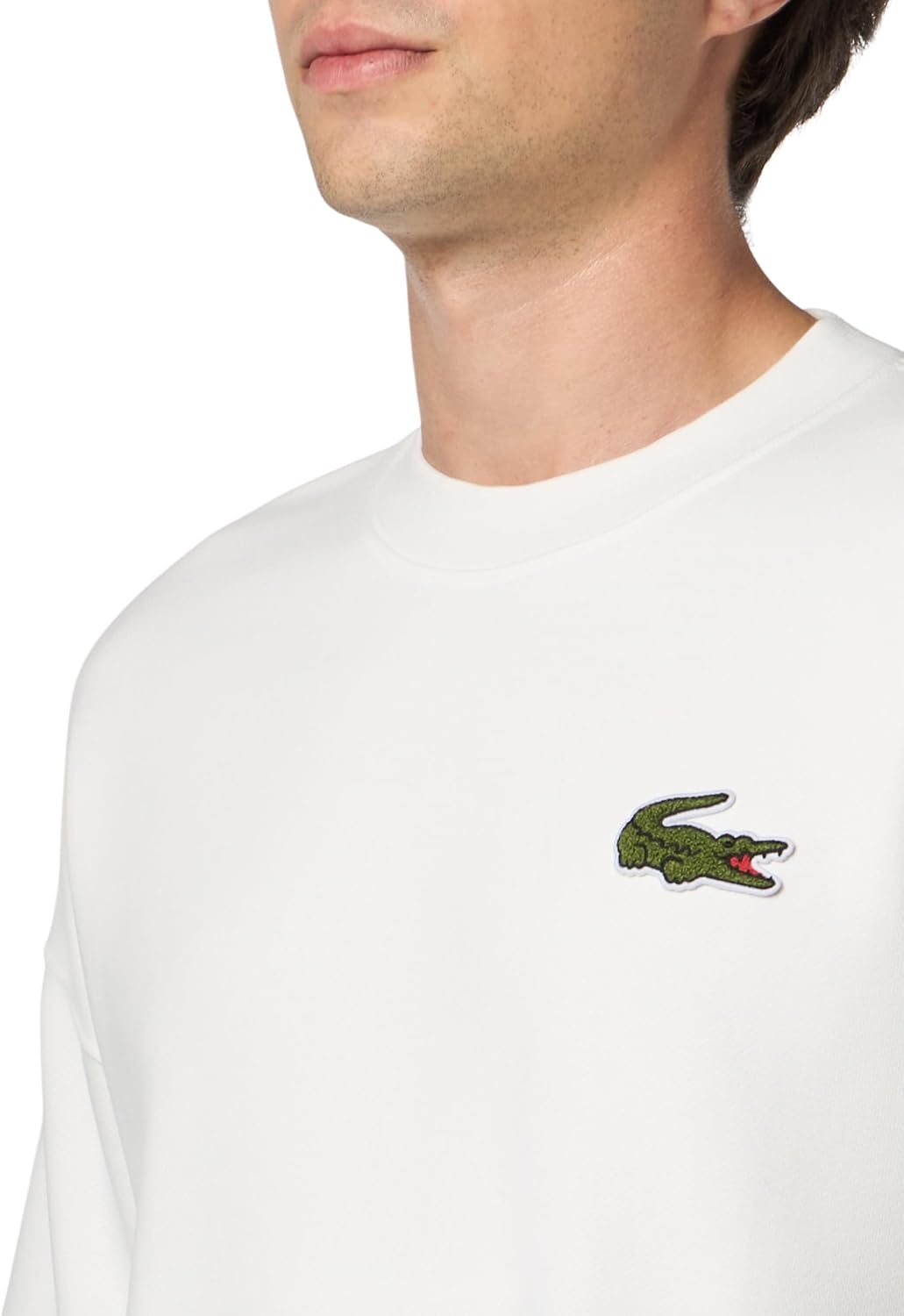 image:imageLacoste Mens Loose Fit Badge Accent Fleece SweatshirtWhite