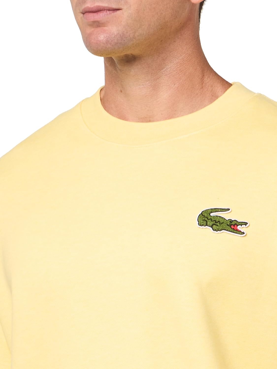 image:imageLacoste Mens Loose Fit Badge Accent Fleece SweatshirtYellow