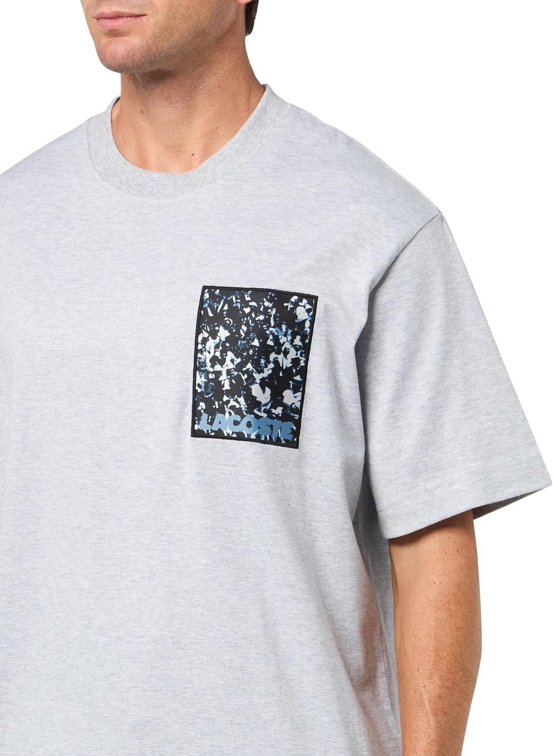image:imageLacoste Mens Loose Fit Thick Jersey TShirtSilver Chine