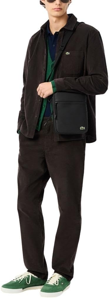image:imageLacoste Mens Medium LCST Zippered Petit Piqu Crossover BagBlack