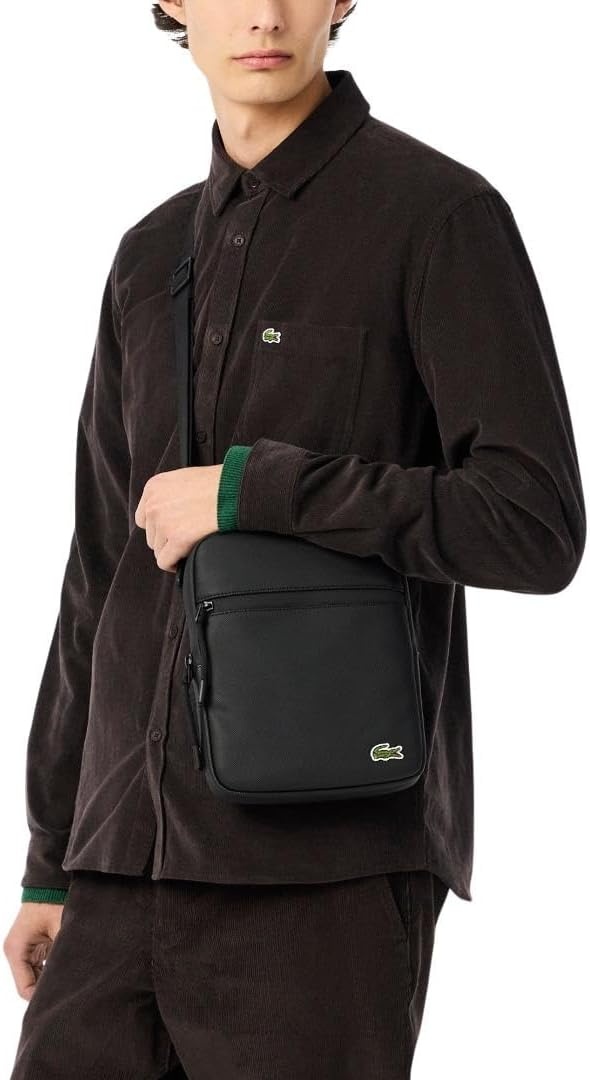 image:imageLacoste Mens Medium LCST Zippered Petit Piqu Crossover BagBlack
