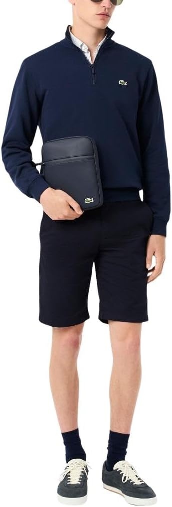 image:imageLacoste Mens Medium LCST Zippered Petit Piqu Crossover BagNavy Eclipse