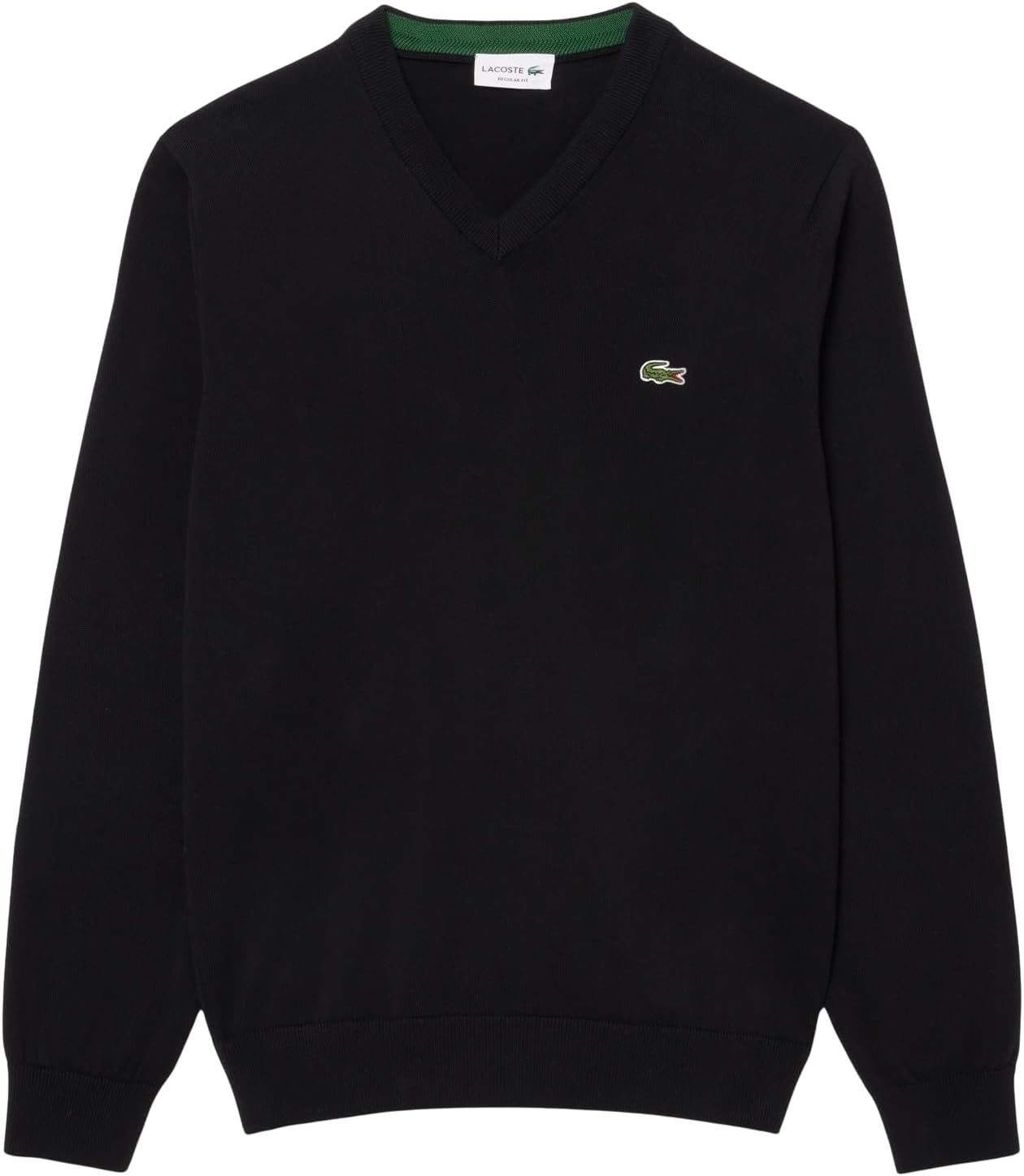 image:imageLacoste Mens Monochrome Cotton Vneck SweaterBlack