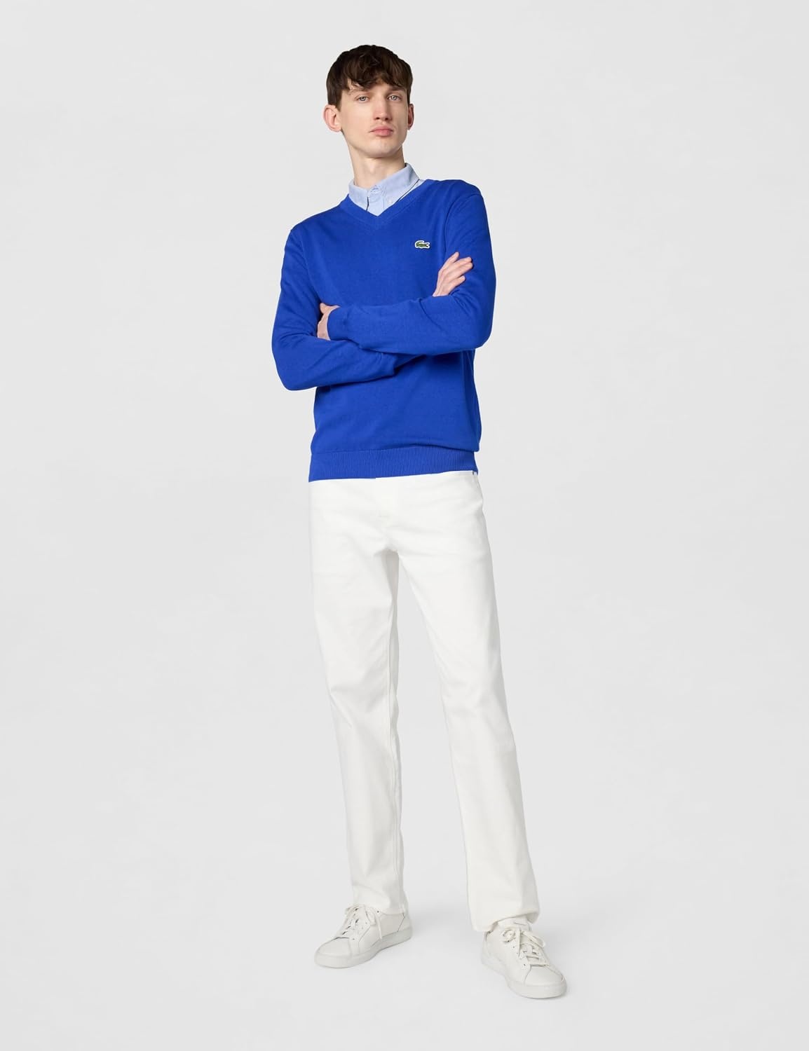 image:imageLacoste Mens Monochrome Cotton Vneck SweaterCobalt