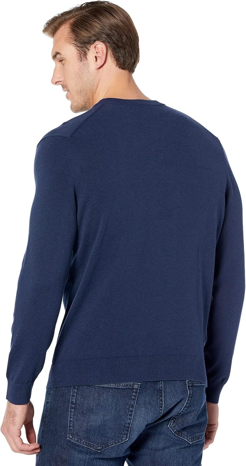 image:imageLacoste Mens Monochrome Cotton Vneck SweaterDark Indigo Blue