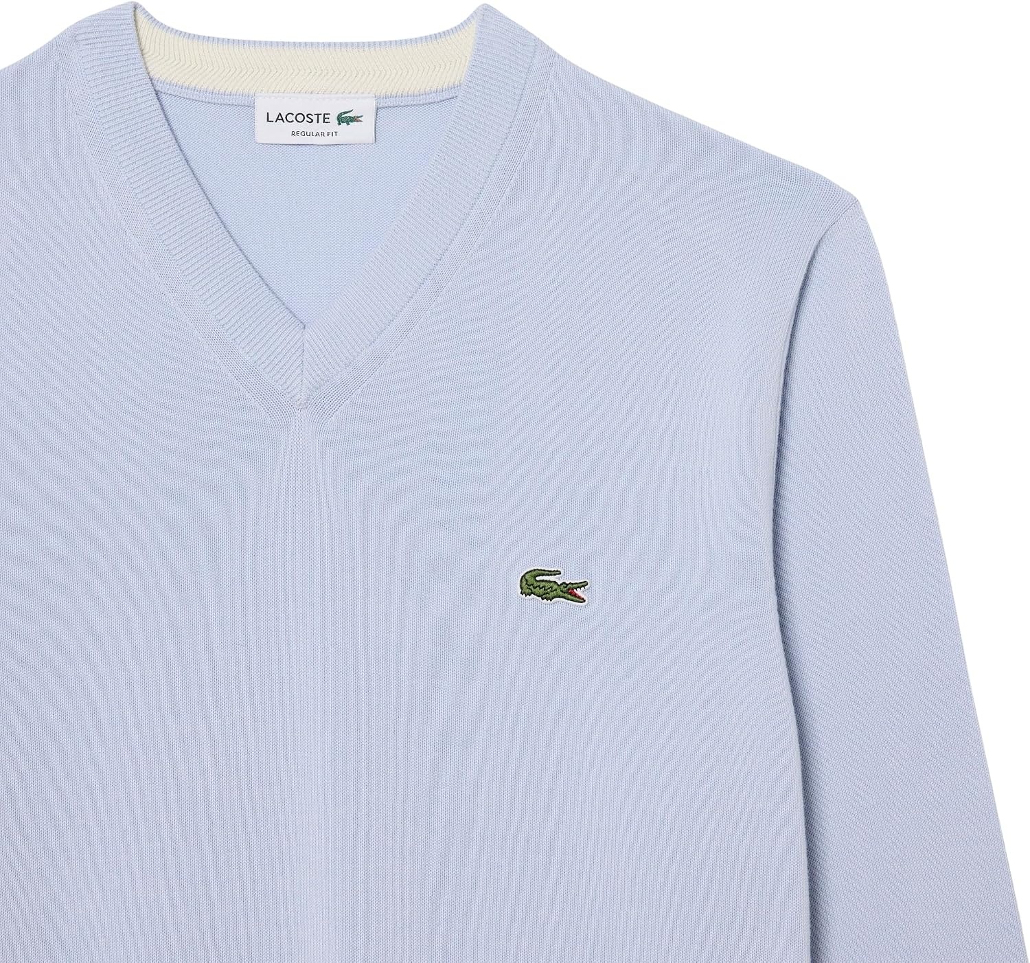 image:imageLacoste Mens Monochrome Cotton Vneck SweaterPhoenix Blue