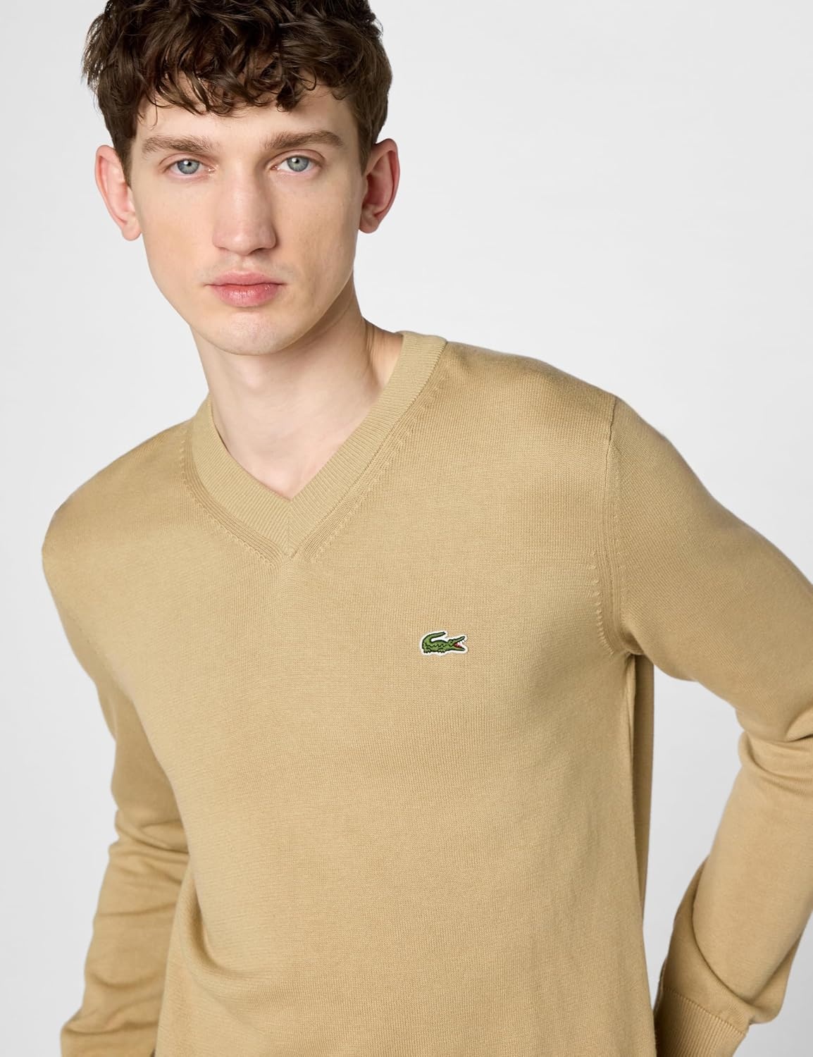 image:imageLacoste Mens Monochrome Cotton Vneck SweaterViennese