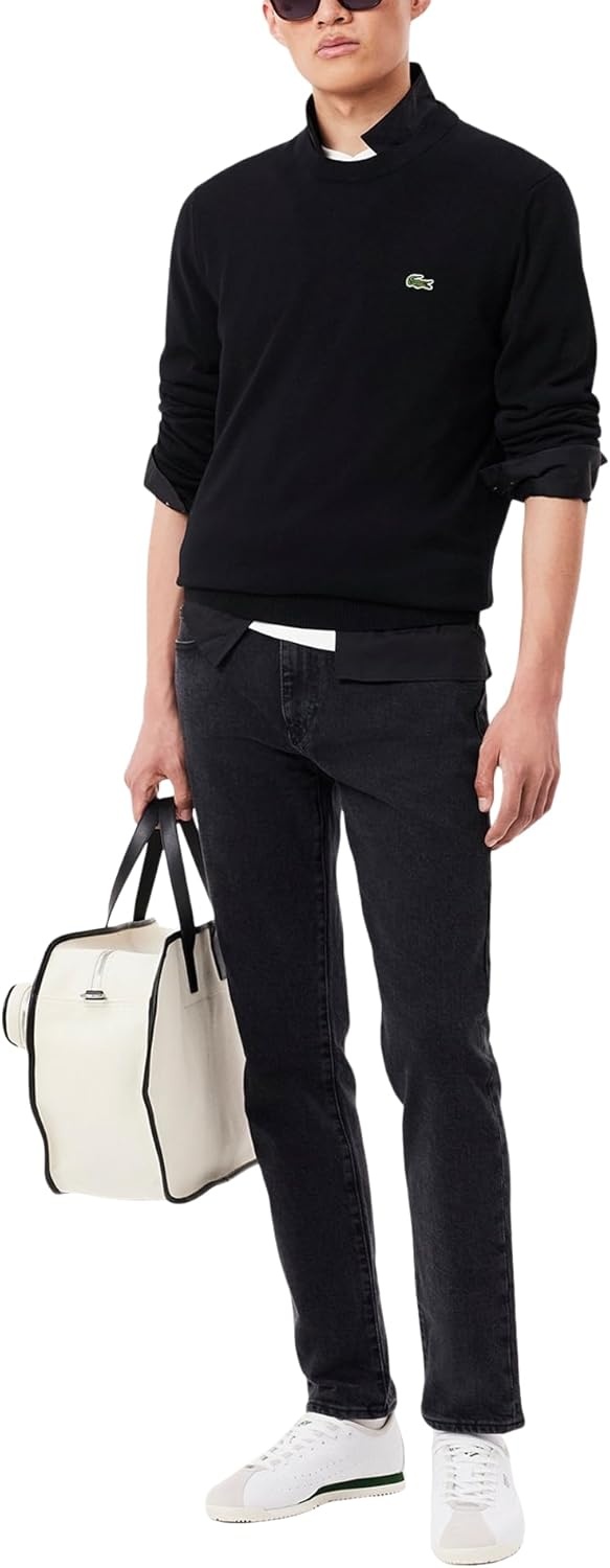 image:imageLacoste Mens Monochrome Crew Neck Cotton SweaterBlack