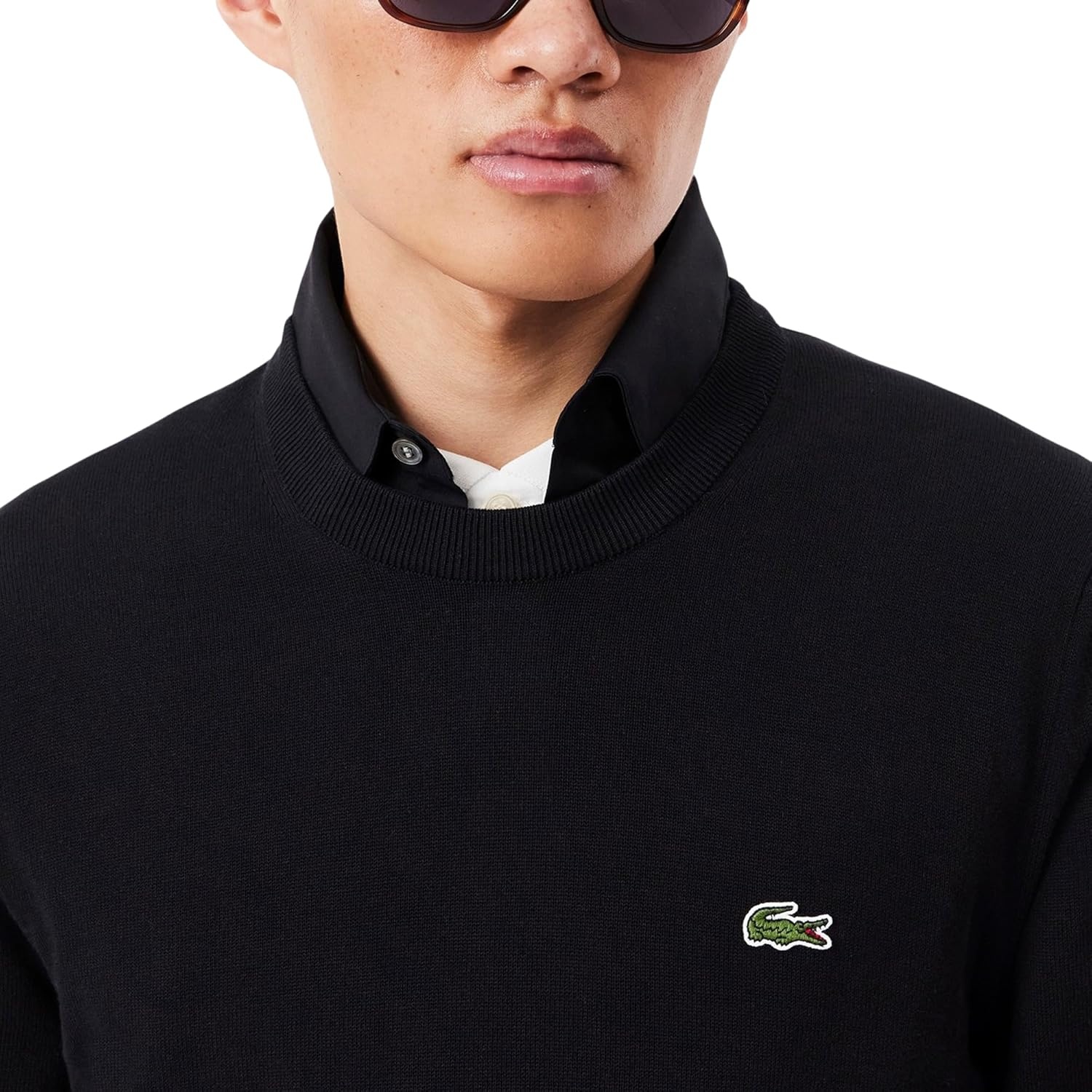 image:imageLacoste Mens Monochrome Crew Neck Cotton SweaterBlack