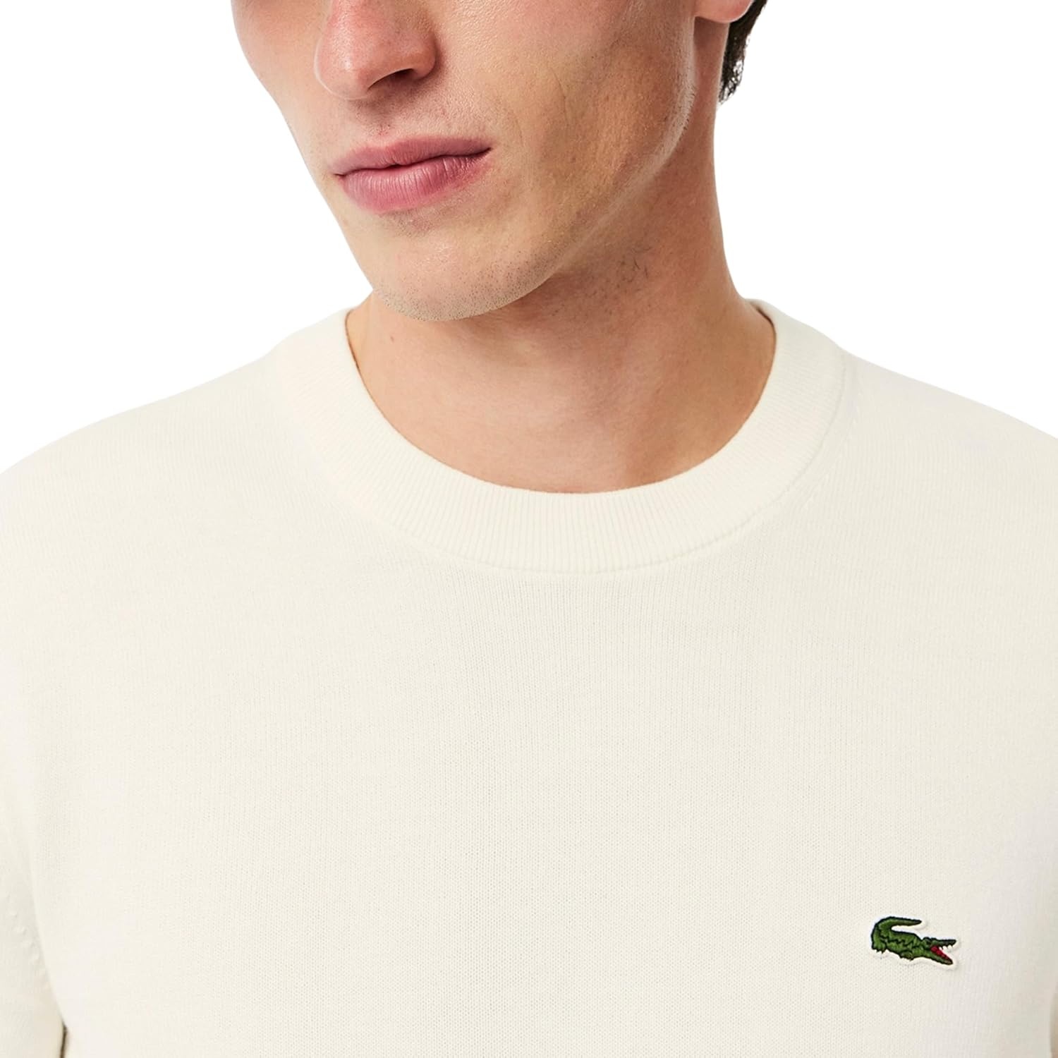 image:imageLacoste Mens Monochrome Crew Neck Cotton SweaterFlour