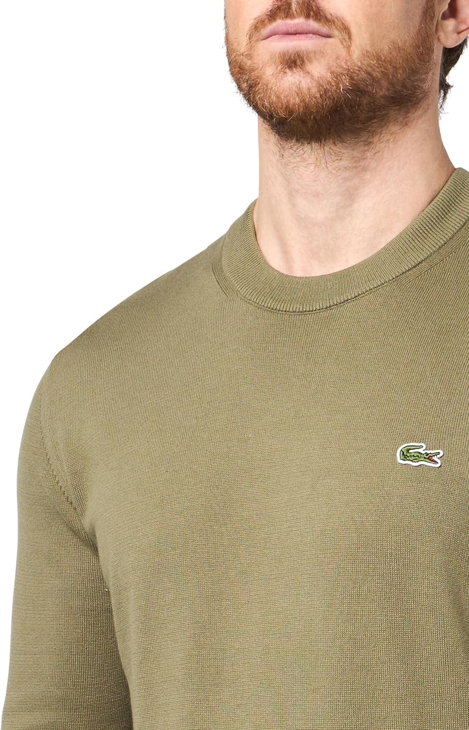 image:imageLacoste Mens Monochrome Crew Neck Cotton SweaterOlive