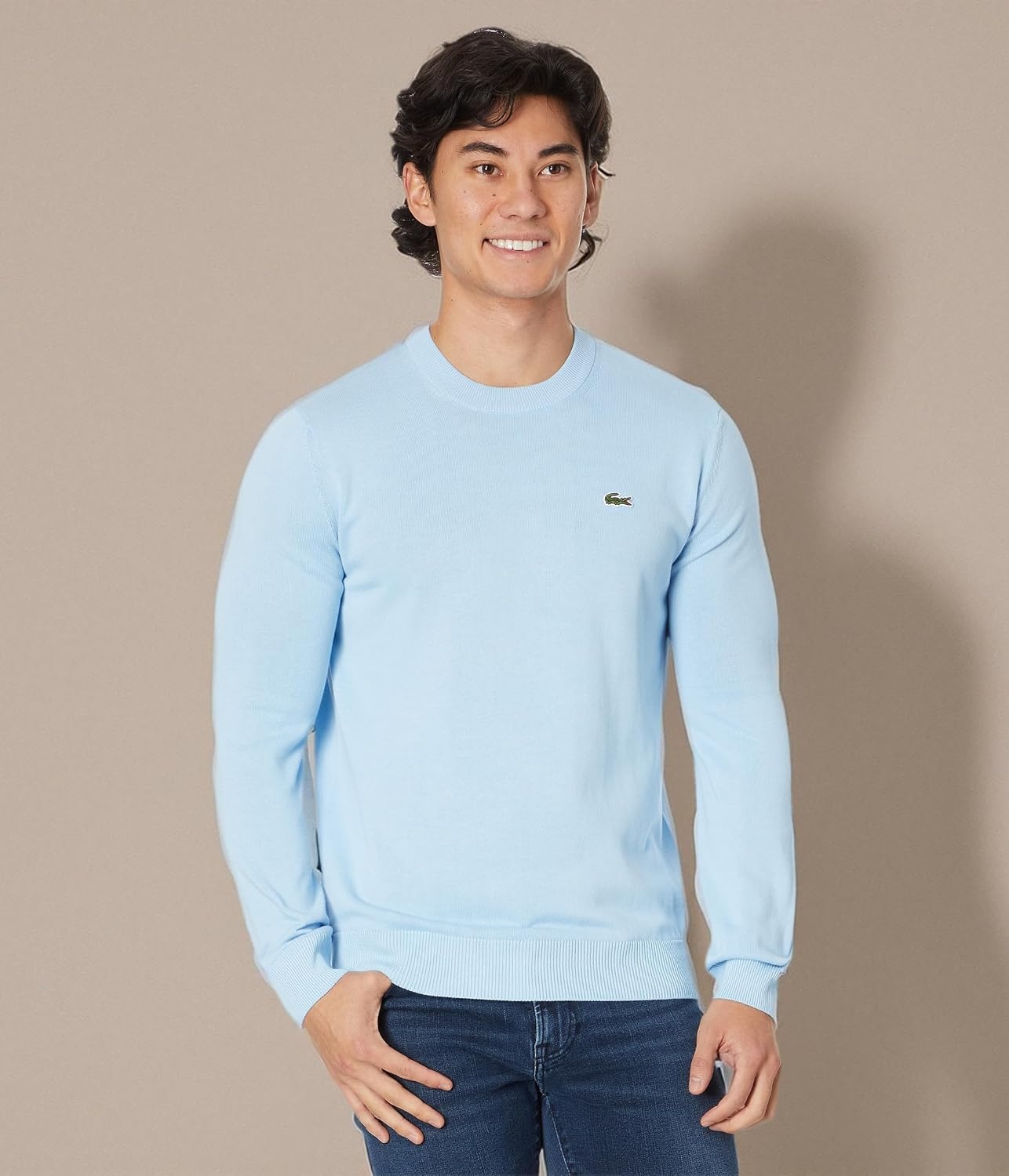 image:imageLacoste Mens Monochrome Crew Neck Cotton SweaterPanorama