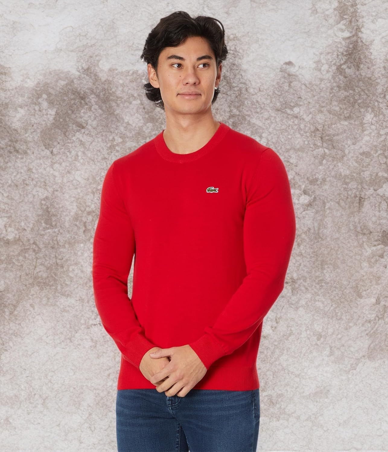 image:imageLacoste Mens Monochrome Crew Neck Cotton SweaterRed
