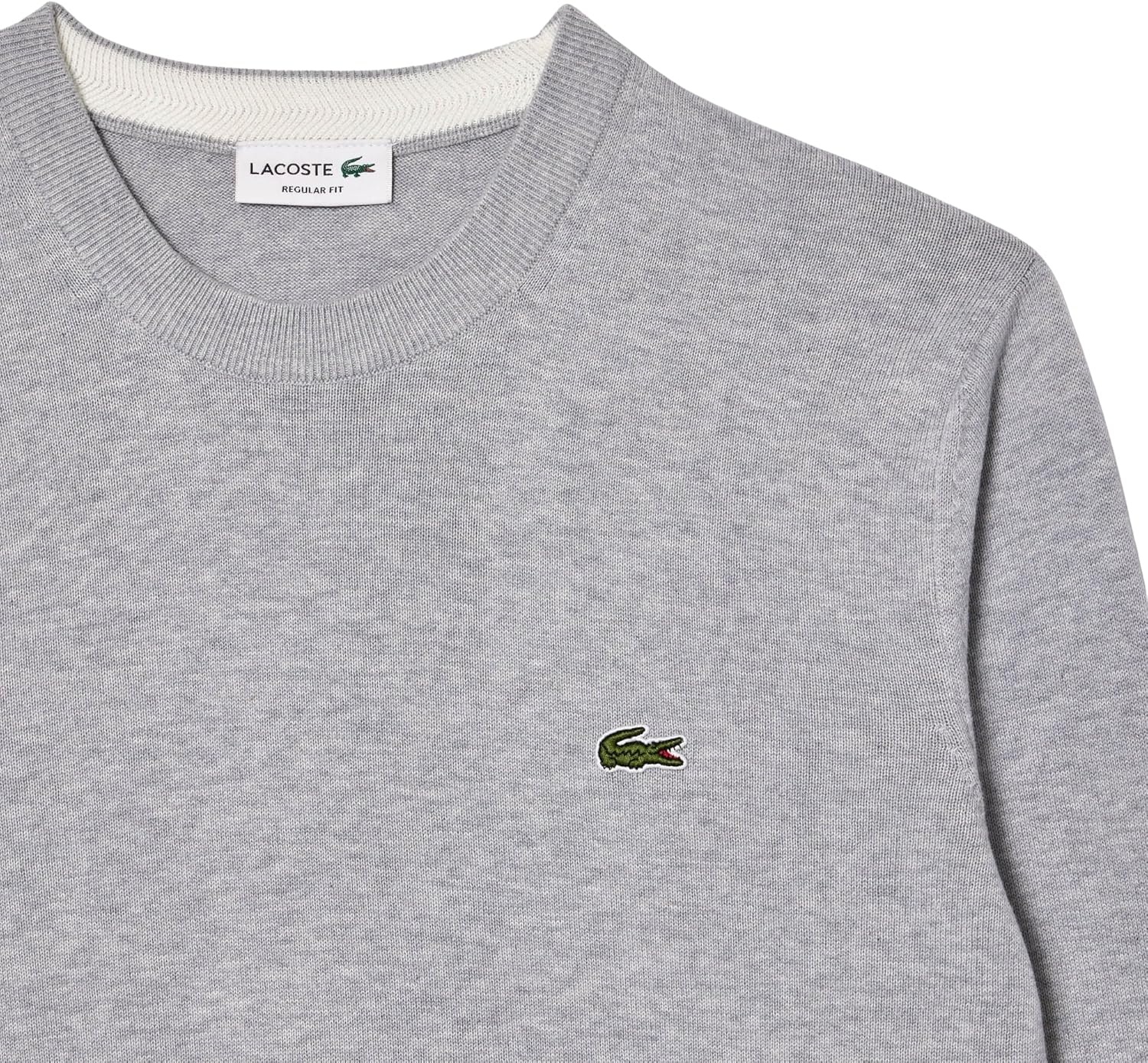 image:imageLacoste Mens Monochrome Crew Neck Cotton SweaterSilver Chine